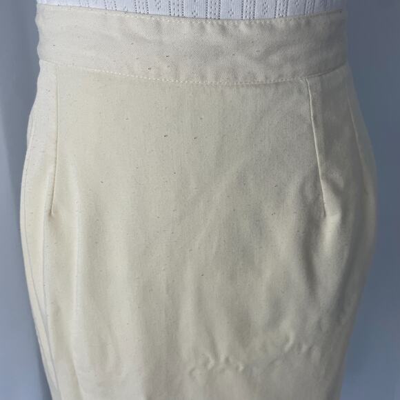 Vintage Pencil Skirt Size 8 Cream Off White Solid Midi Preppy Minimalist 80s 90s - Picture 3 of 14